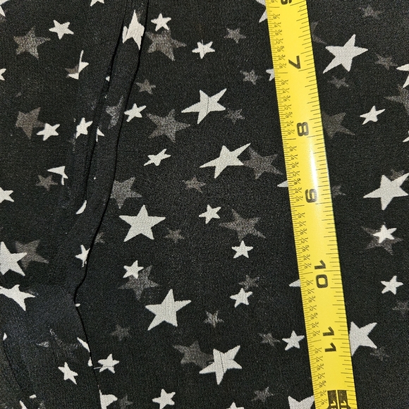 Ralph Lauren Denim & Supply Black Star Print Bell Sleeve Chiffon Button Down Top - Picture 8 of 9